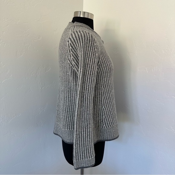 St. John Gray Wool Blend Striped Knit Button Up Cardigan Size M - Picture 8 of 16